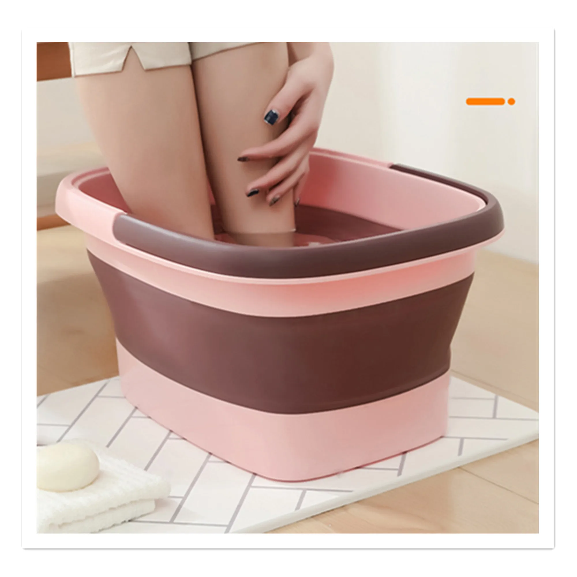 

Folding bucket silicone car storage student foot washing basin square folding handle foot soaking bucket foot fishing hotel rent