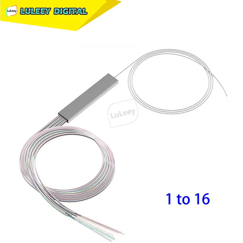 10pcs 1 X 16 Fiber Optical Splitter No Connector Mini PLC Steel TubeColor Cable