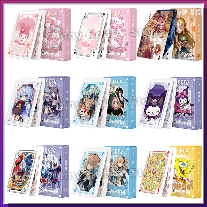 

Anime Poker Cards Demon Slayer Sanrio Genshin Impact SPY FAMILY Playing Card Board Games Kids Children Toys Deck Game Gift