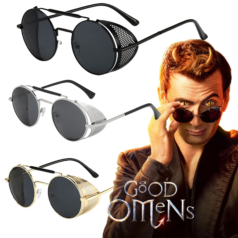 

Good Omens Cosplay Glasses Devil Crowley David Tennant Retro Steampunk Sunglasses Eyewear Men Women Props Accessories