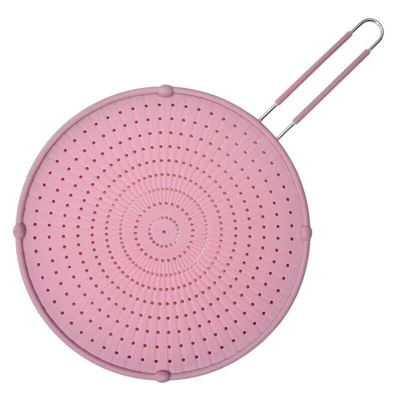 

Silicone Splash Screen With Handle Nonstick Oil Pan Lid Non-Slip Frying Multifunctional Heat Resistant Oil Splash