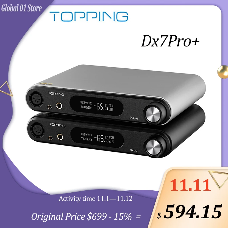 

TOPPING DX7 PRO Plus Hi-Res DAC ES9038PRO Headphone Amplifier Audio Decoder IIS USB DSD512 32Bit M768kHz Bluetooth 5.1 LDAC AMP