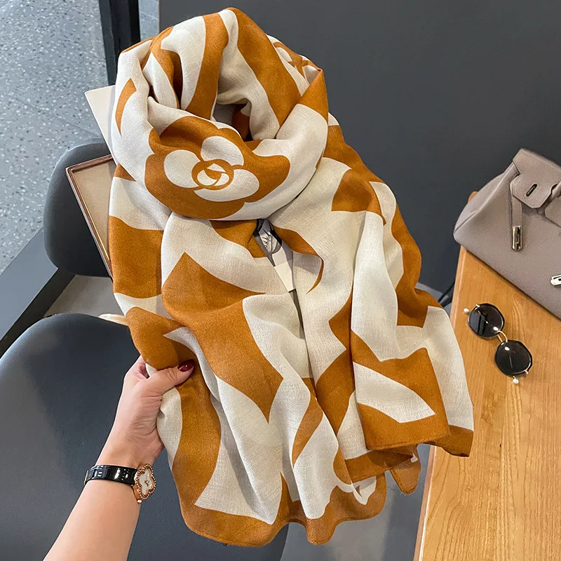 

Luxury Cotton And Flax Shawls Winter 2022 Popular Print Bandanna Autumn Design Beach Muslim Scarf Fashion Style 180X90CM Scarves