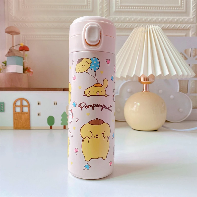 

420Ml Kawaii Kuromi Hello Kitty Sanrio Anime Non-Rust Vacuum Cold Cup Cartoon My Melody Pompompurin Children Cup Kettle Kid Gift