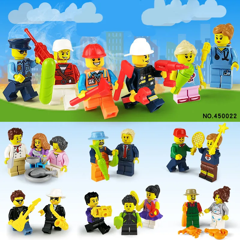 

Children 20 Mini City Professional People Jewelry Cartoon Doll Minifigure Accessories Assembled Building Block Toy Gift For Kids
