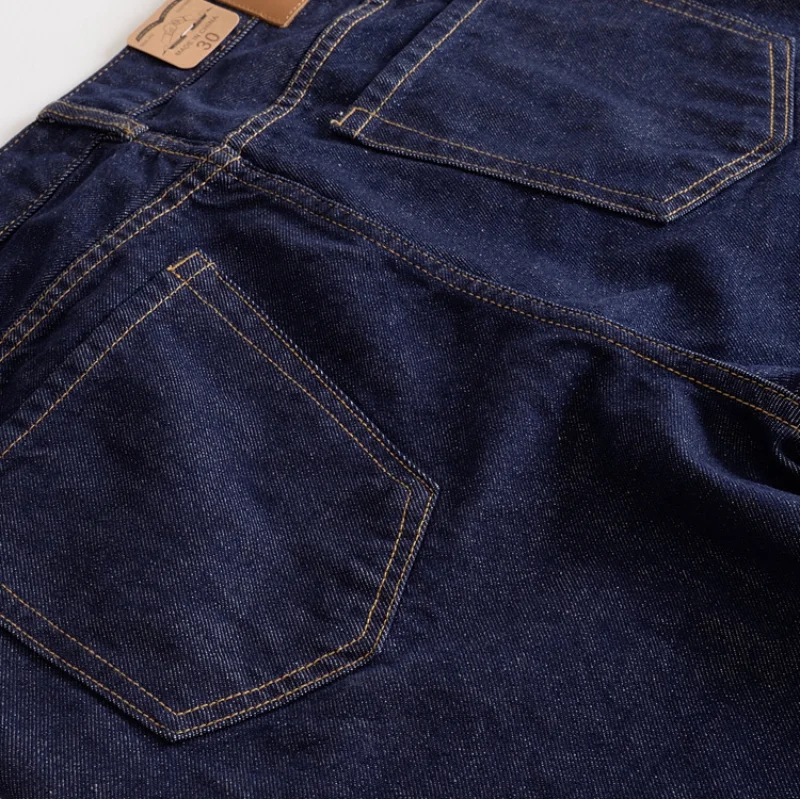 Мужские прямые темно-синие джинсы