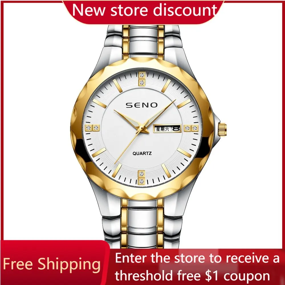 

Ultra-thin Business Fashion Watch Double Calendar Metal Strap Quartz Watch