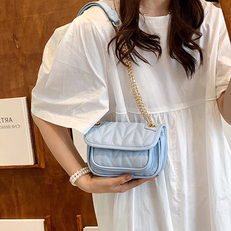 2023 New Casual Chain Crossbody Bags for Women Fashion Simple Shoulder Bags Ladies Designer Handbags PU Leather Messenger Bags