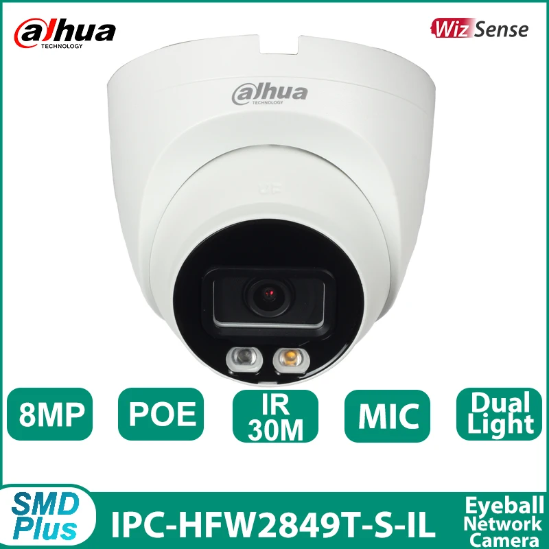 

Dahua IPC-HDW2849T-S-IL 8MP Smart Dual Light WizSense POE IP Network Camera Built-in Mic SD Card SMD Plus IP67 CCTV Smart Home