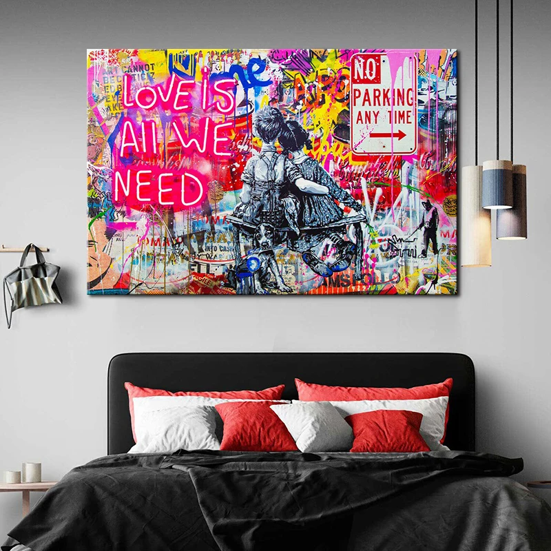 

Banksy Graffiti Canvas Painting Follow Your Heart Pop Culture Wall Art Posters and Prints Picture for Living Room Home Decor