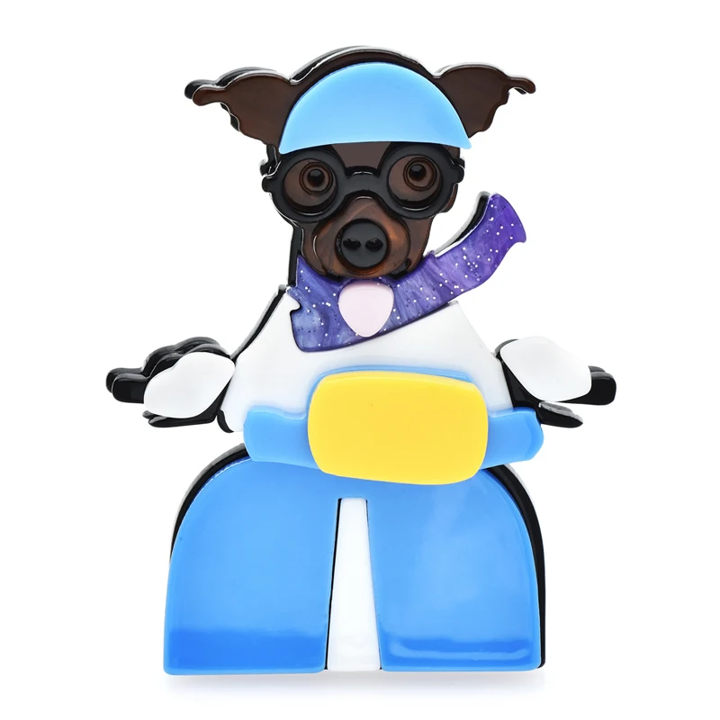 

Wuli&baby Acrylic Dog Brooches For Women Unisex Ride Motorbike Puppy Animal Party Casual Brooch Pin Gifts