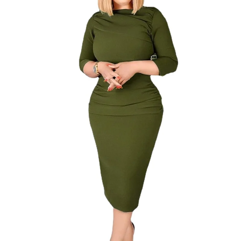 

African Dresses for Women Christmas Bodycon Dress 2022 Dashiki Solid Elegant Office Lady Robe Femme African Clothes