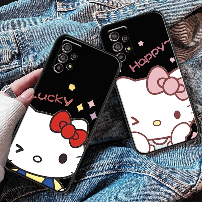 

Fashion Hello Kitty Cartoon For Samsung A52 A72 4G 5G Phone Case Carcasa Silicone Cover Liquid Silicon Soft Black Funda