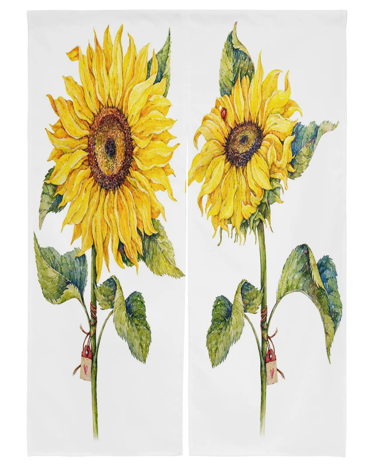 

Sunflower Plant Watercolor Painting Japanese Door Curtain Restaurant Kitchen Entrance Partition Curtains Customed Half-Curtain