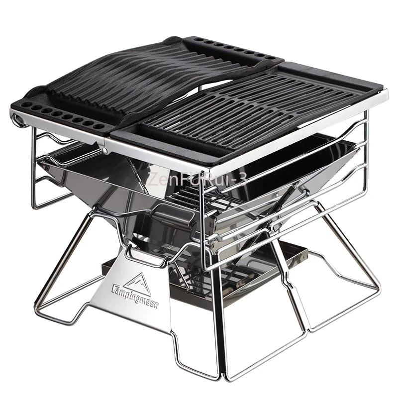 Stainless Steel Fire Bench, Enlarged and Thickened Metal Barbecue Grill, Folding Barbecue Grill, Charcoal Grill