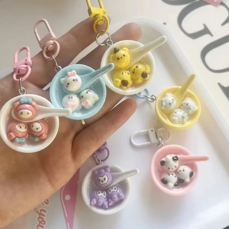 

Sanrio Cartoon Rice Dumpling Bowl Key Chain School Bag Pendant Girl Heart Couple Gift Accessories Hanging Gift