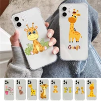 cute cartoon animal giraffe phone case for iphone 11 12 13 mini pro xs max 8 7 6 6s plus x 5s se 2020 xr clear case
