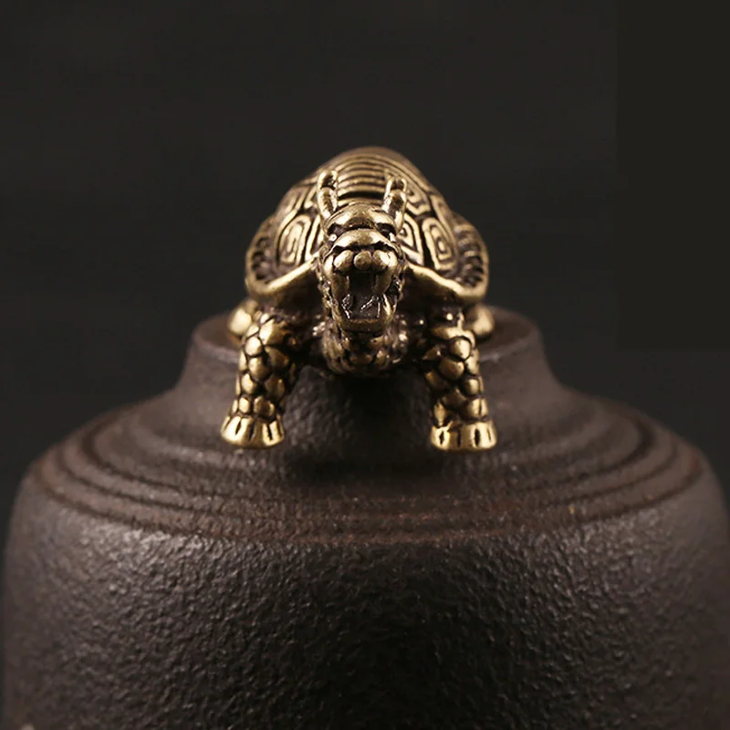 

Brass Dragon Tortoise Keyring Pendant Ornaments Decor Mascot Creative Crafts Pure Copper Dragon Tortoise Basalt Tortoise Evil