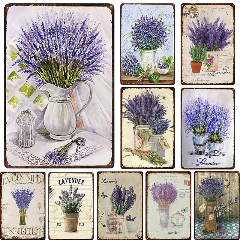 

Lavender Lavande Provence Flower Retro Vintage Signs Decoration Home Bedroom Decor Metal Plate Poster Tin Sign For Florist Home