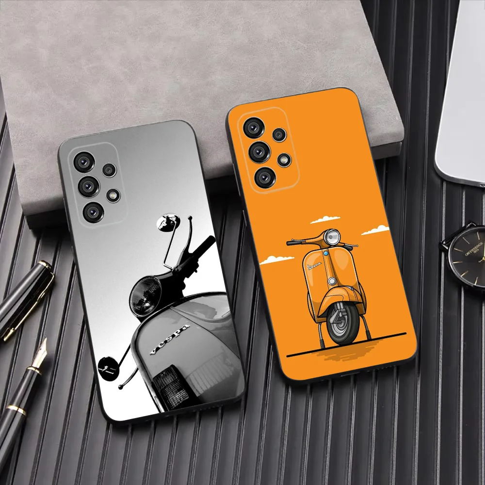 Чехол для телефона V-VespaS Scooter Samsung Galaxy A13 A21s A22 A31 A32 A52 A53 A71 A80 A91 Мягкий черный корпус