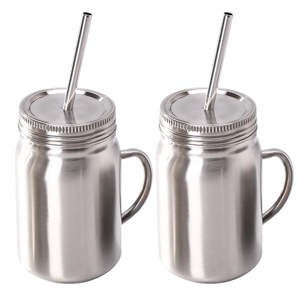 

Mugs Tumbler Straw Stainless Steel Jars Cup Tumblers Insulated Straws Travel Handle Sublimation Lid Drinking Mouth Wide Storage