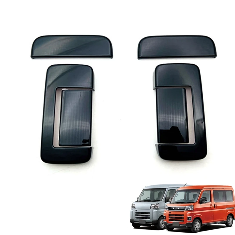 

4Pcs Glossy Black Exterior Side Door Handle Frame Cover Trim For Daihatsu ATRAI / HIJET CARGO 2022+