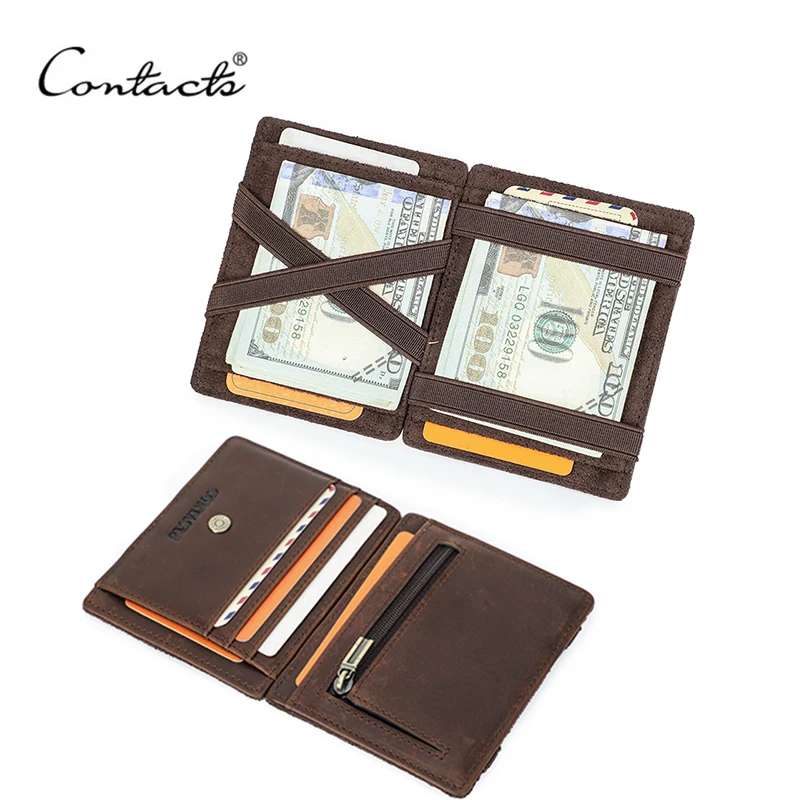 CONTACT'S Genuine Leather Card Holder Magic Wallet Slim Bifo