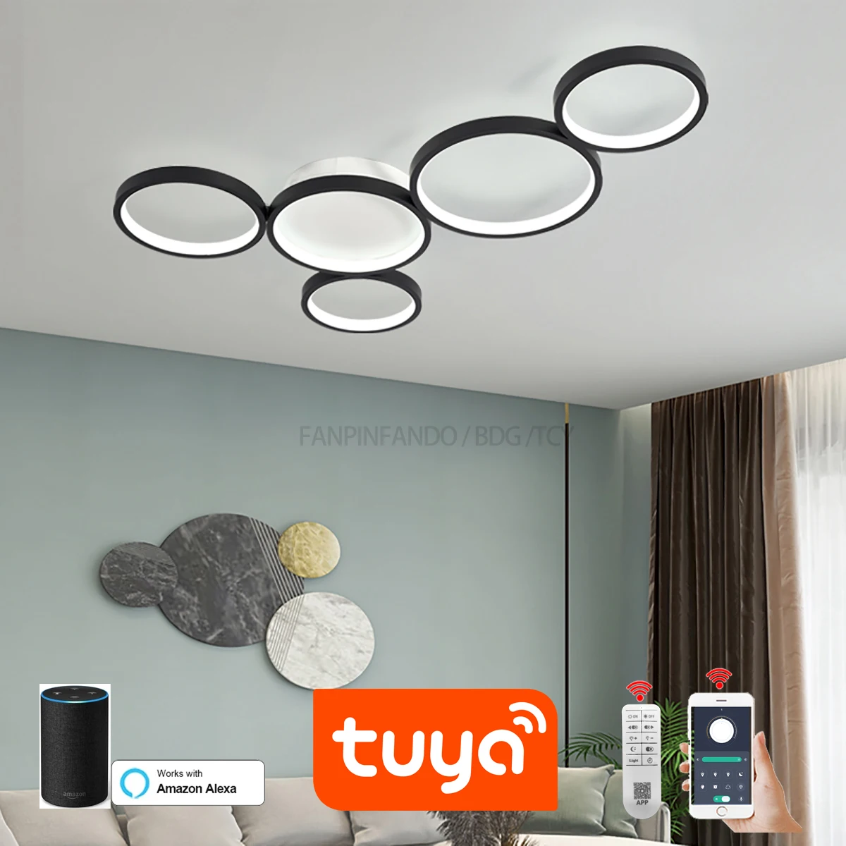 

Modern Ceiling Chandeleir For Living Dining Room Gold/Black Study Bedroom Led Chandeleir Kitchen Ceiling Lamp Alexa/Tuya Control