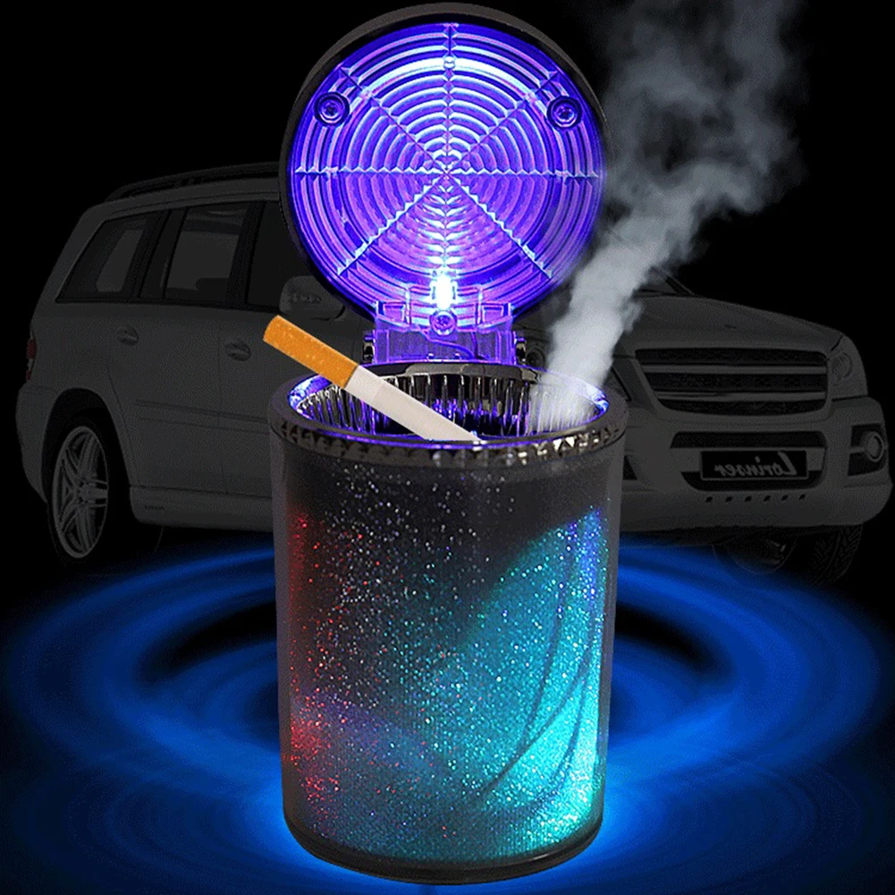 

Universal Car Ashtray with Luminous LED Lights Auto Cigarette Ash Tray Container Car Smoke Cup Storage Holder Trash Bin Box