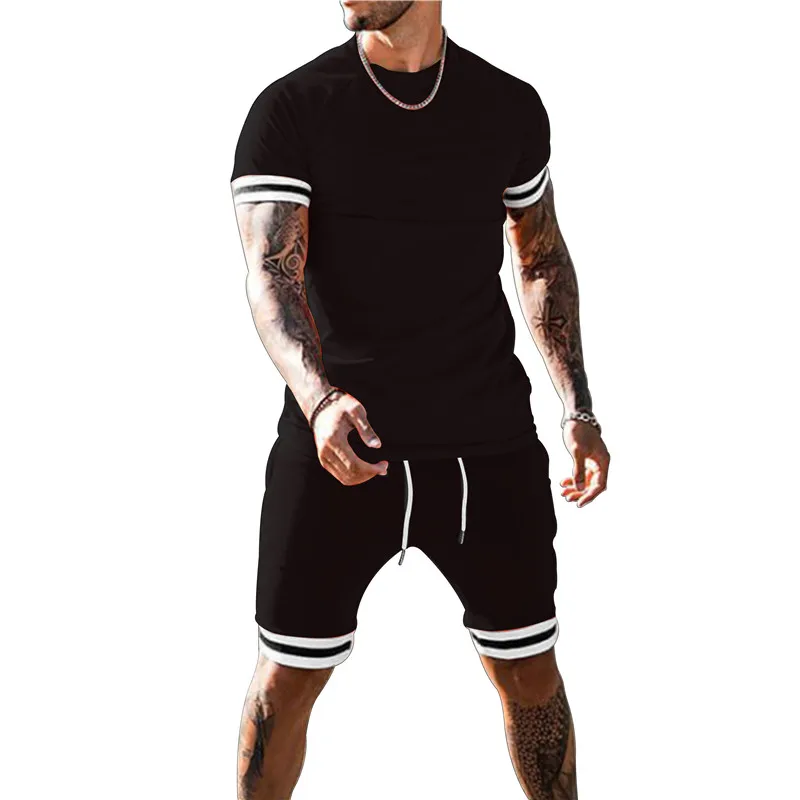 

Maillot de Football à manches courtes pour homme, ensemble de 2 pièces, t-shirt + Short de sport, tenue d'entraînement, été