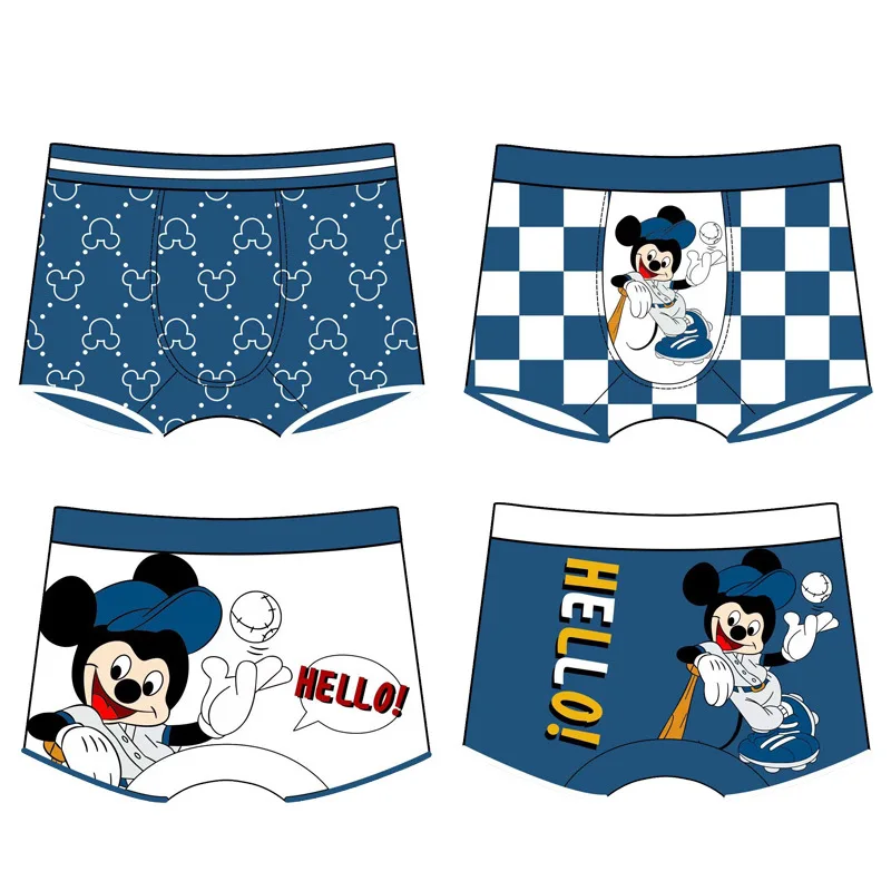 4 шт. детское нижнее белье Disney милые трусы-боксеры с Микки Маусом для мальчиков Quad