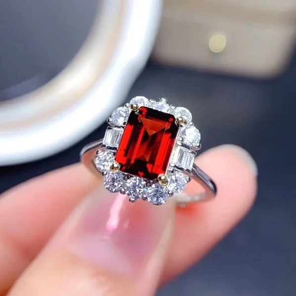 

Новинка, модное женское прямоугольное кольцо с имитацией рубинового цвета