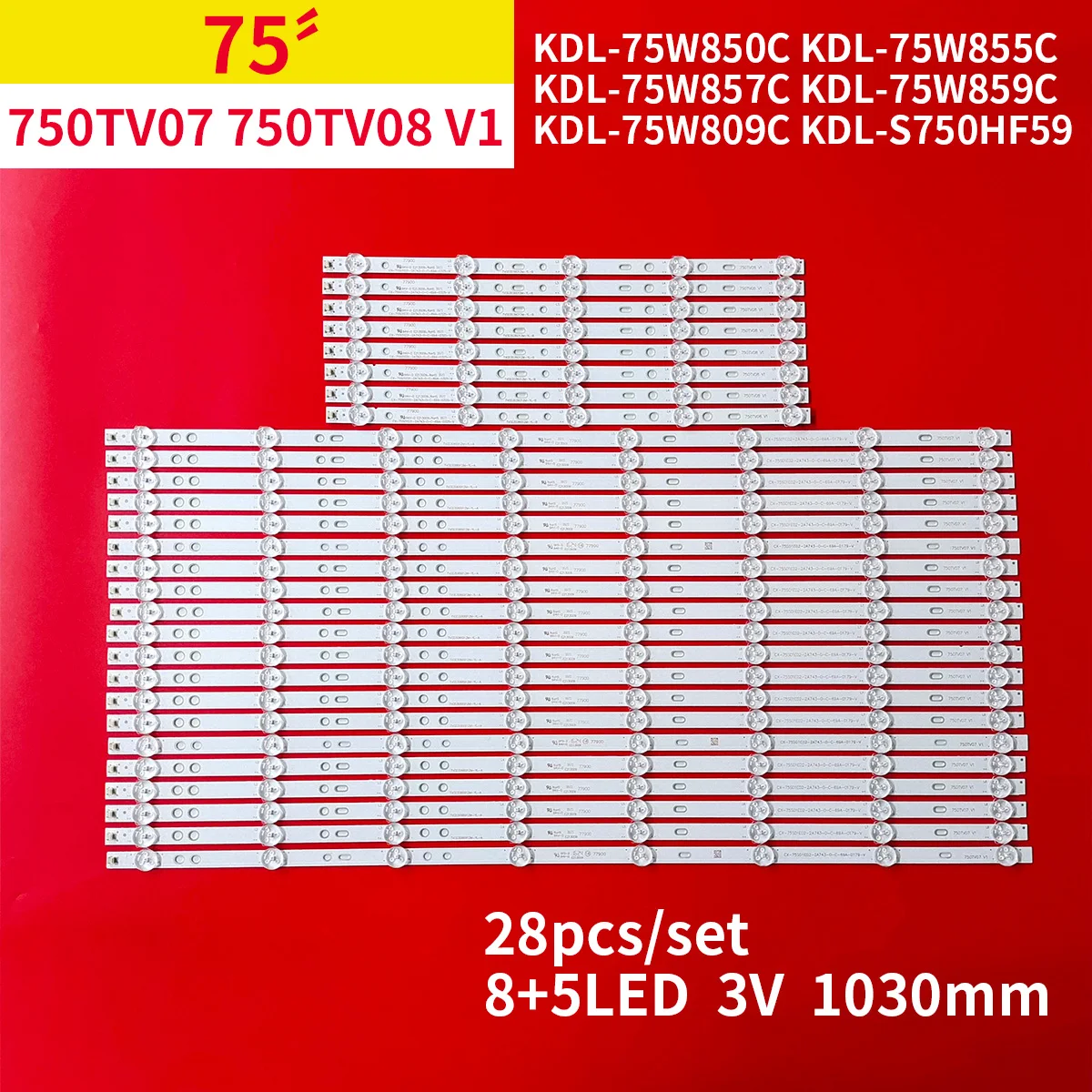 28 шт./1 компл светодиодный Светодиодная лента для подсветки Sony 75