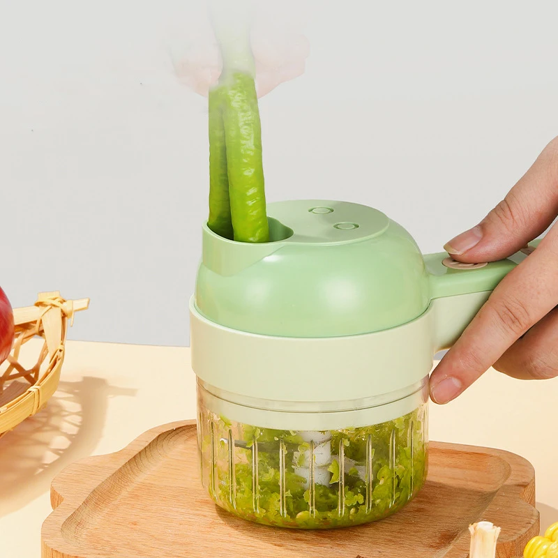 

4In1 Handheld Electric Vegetable Cutter Set Usb Charging Ginger Masher Machine Durable Chili Vegetable Crusher Kitchen Tool New