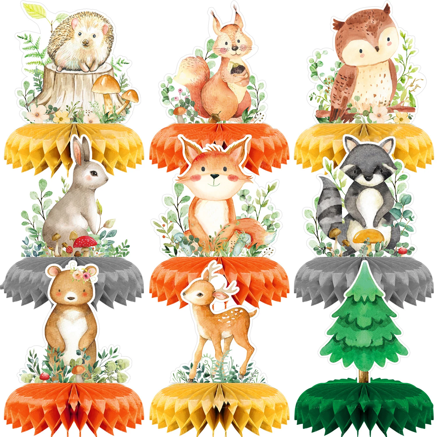 

9pcs Jungle Animal Desktop Decorations Jungle Safari Party Decor for Boy or Girl 1st Birthday Party Baby Shower Supplies