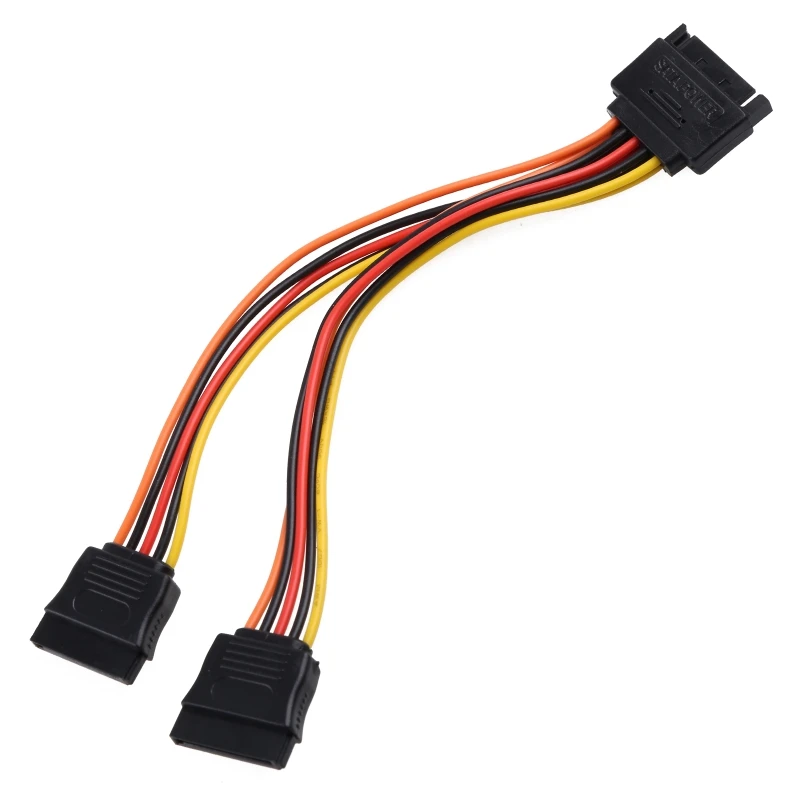

1 to 2 Hard Drive Power Adapter Cable Serial Port 15Pin Splitter 18AWG