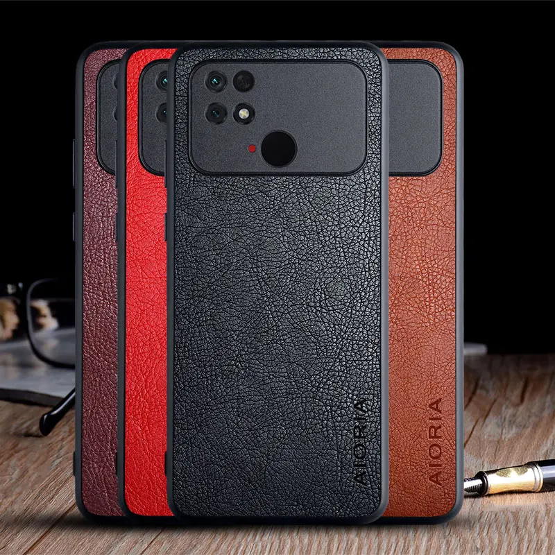 

Case for Poco C40 funda luxury Vintage Leather skin soft hard Phone cover coque for xiaomi poco c40 case capa