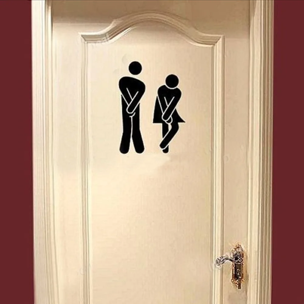 

Toilet Sticker Funny Man WC Sticker Removable Bathroom Door Sticker Washroom Wall Sticker Art Decal Creative DIY Home Decoration