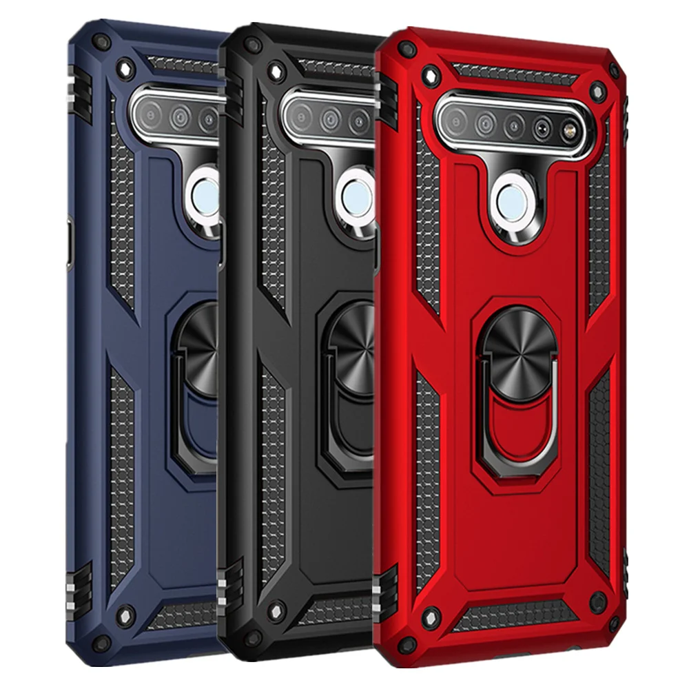 

LG K61 Case For LG K40 K40S K51 K51S K52 K53 K61 K32 K22 Plus Shockproof Armor Magnetic Car Holder Ring Cover For LG Q50 Q51 Q61