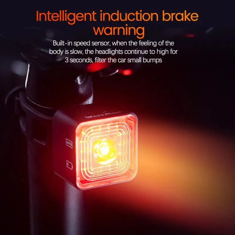 

New Bicycle Lights Intelligent Brake Tail Light Waterproof Headlights Front And Rear Lights Warning Light Riding Equipment