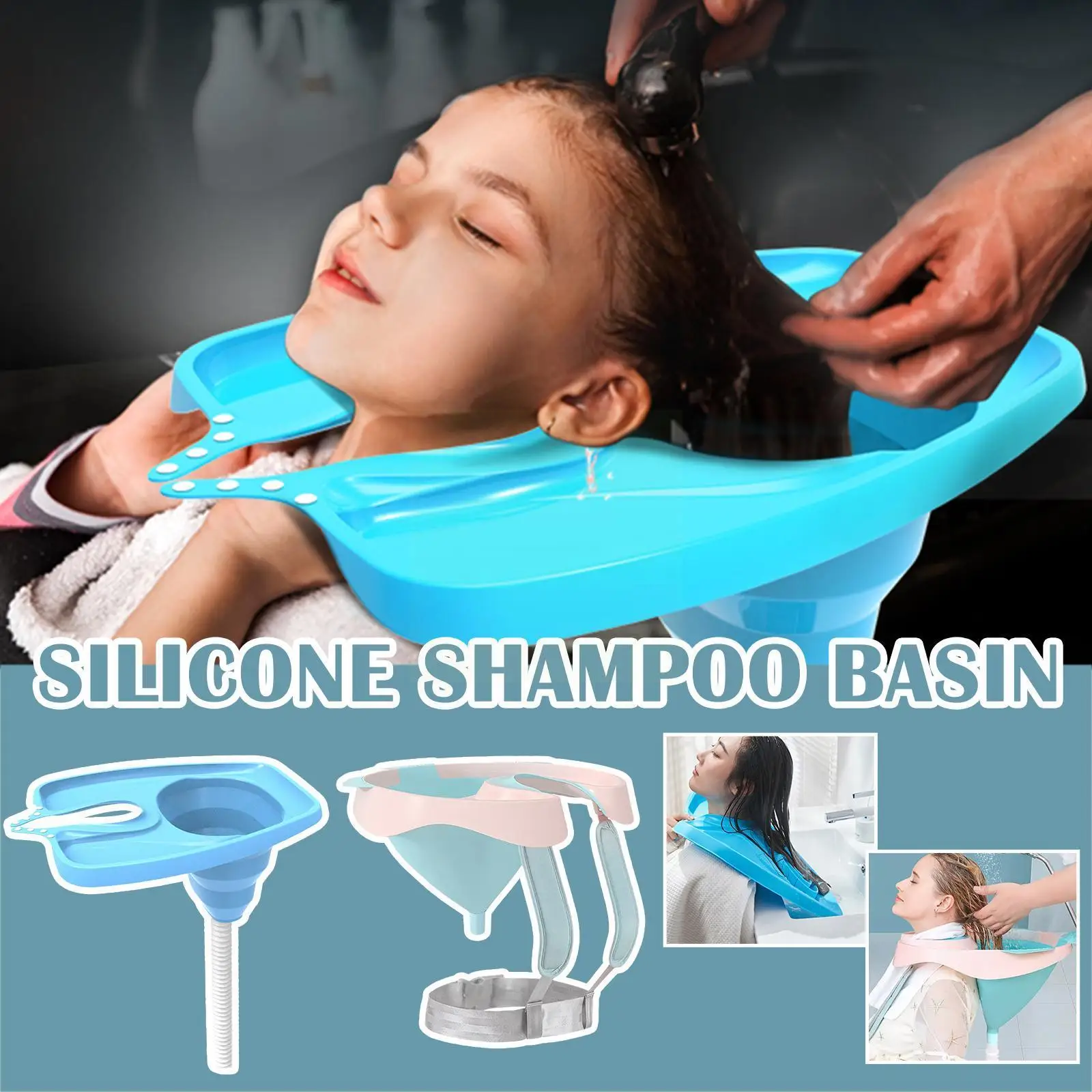 

Pink Foldable Comfortable Shampoo Tool For Maternity Portable Foldable Sink With Hose Easy Washing Hair Silicone Shampoo Ba H3u0