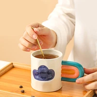 rainbow cloud ceramic mug cappuccino coffee cup water milk tea drink breakfast cup kitchen kawaii utensils teacher father gift