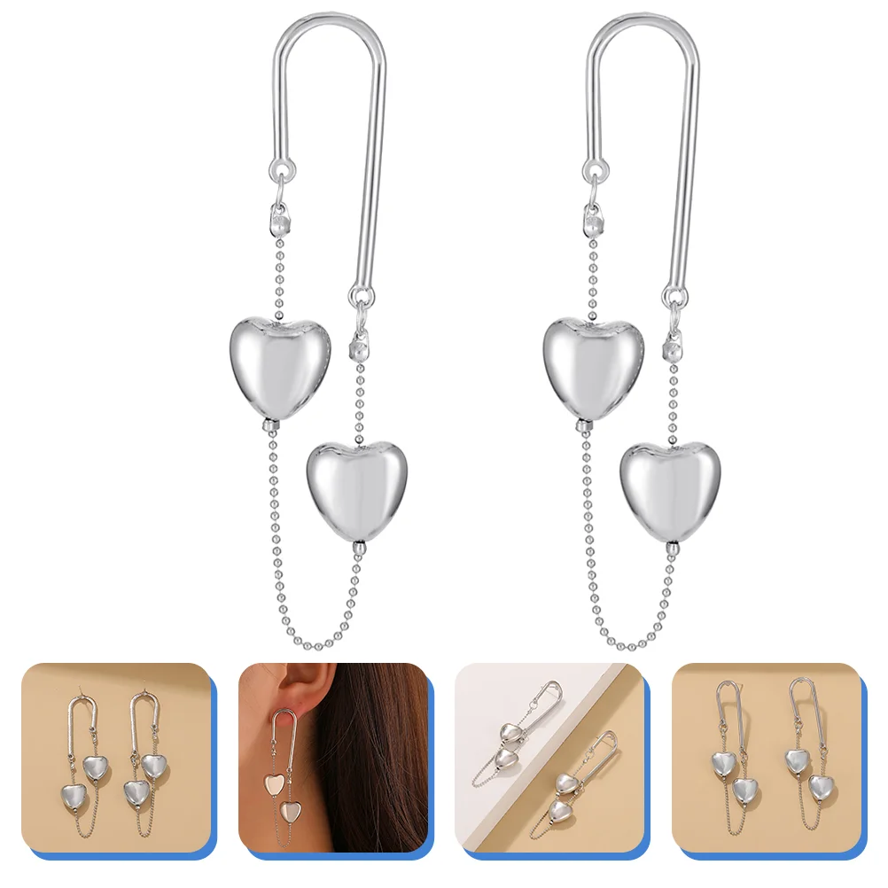 

Серьги-гвоздики в форме сердца с кисточкой, 1 пара