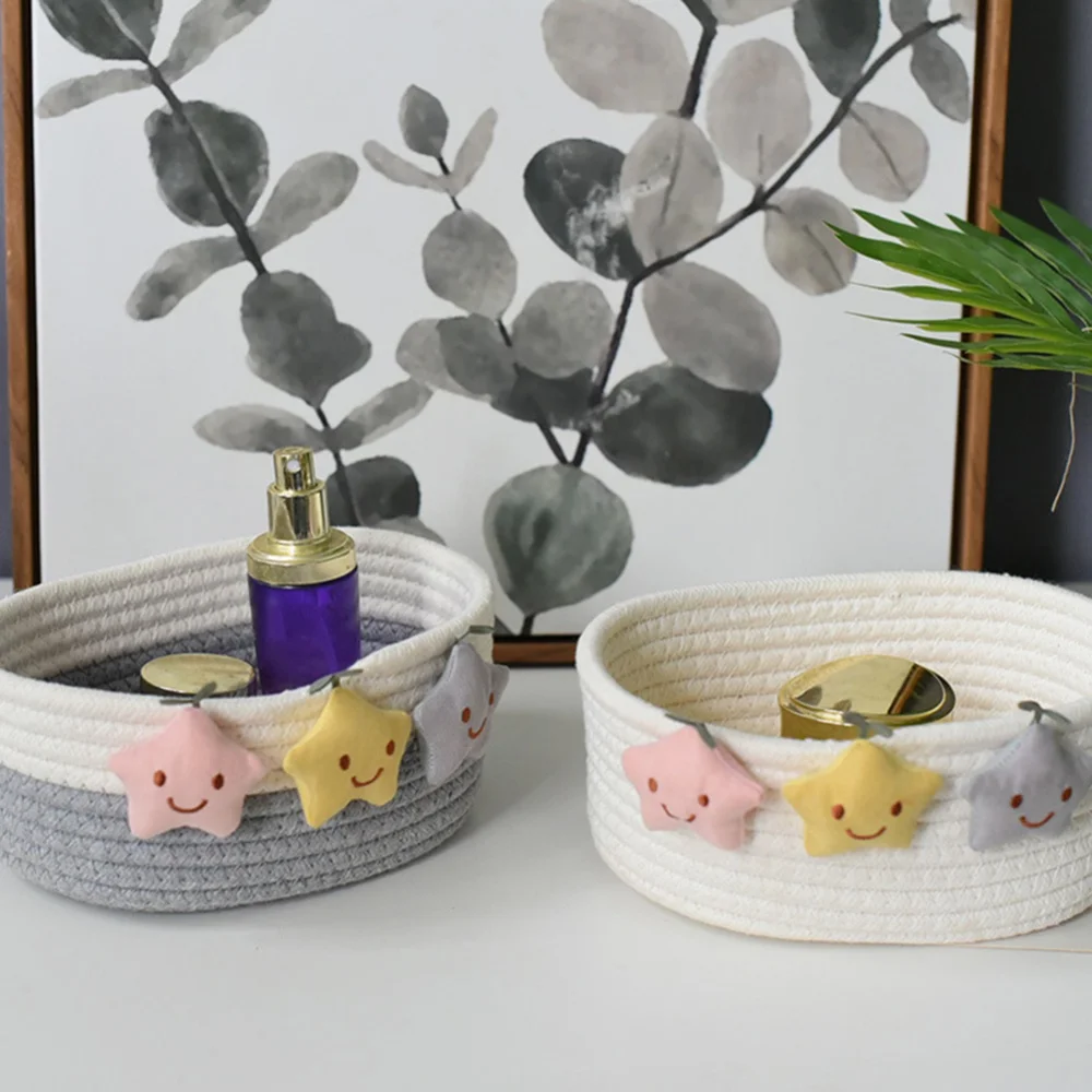 

Хлопковая плетеная корзина, Многофункциональная Корзина для ванной комнаты, одежды, маленькая корзина, настольная корзина для хранения со ...