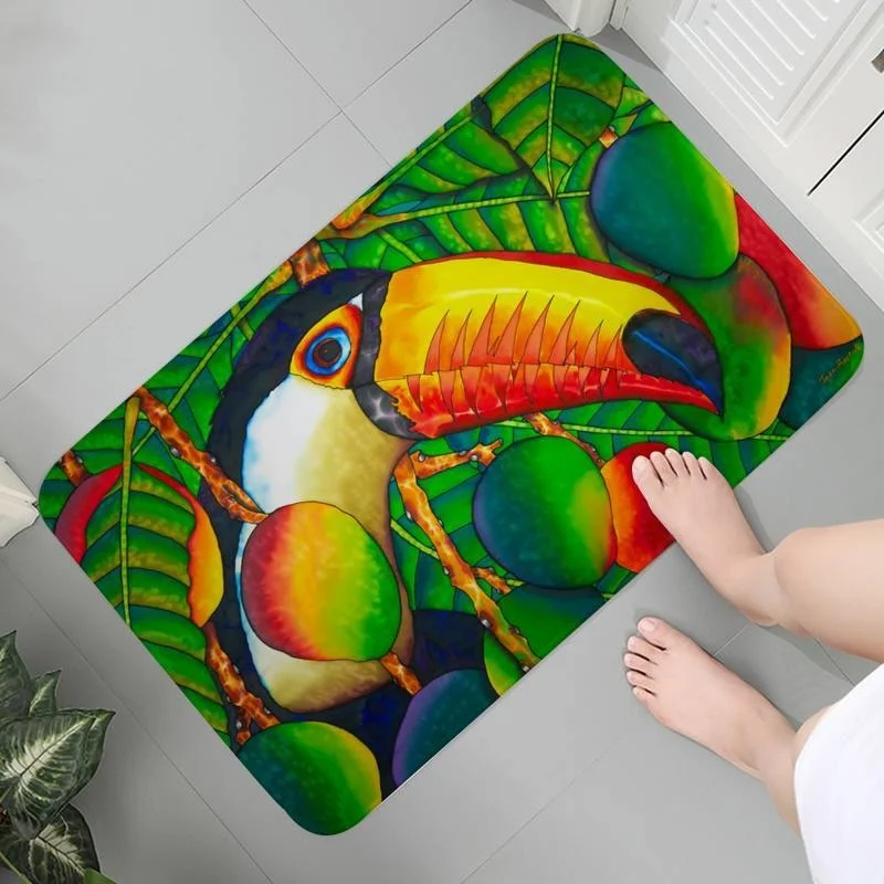 

Mats Entrance Kitchen Carpet Indoor Washable Soft Rug Floor Decoration Tropical Plant Toucan Parrot Art Area Rugs Mat bedside