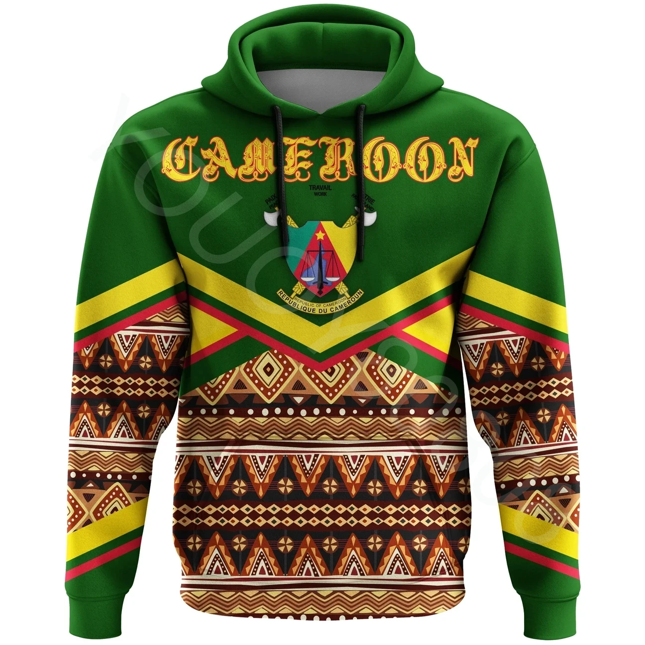 

African men's hooded zipper shirt new clothing sweater 3D printing casual sports style Togo Cameroon zipper hoodie