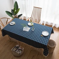 plaid tablecloth with tassel kitchen decorative rectangular home party wedding dining table cover tea cloth