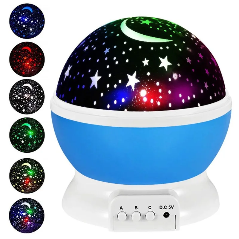 Star Projector Lamp Children Bedroom LED Night Light Baby Lamp Decor Rotating Starry Nursery Moon Galaxy Projector Table Lamp