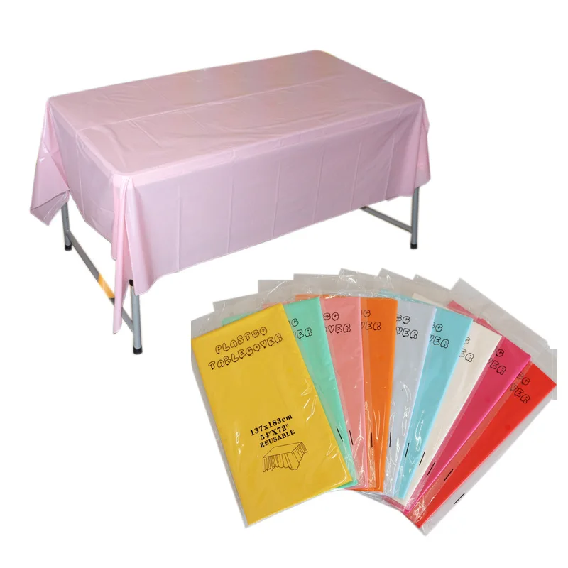 

137*183CM Rectangular Waterproof Tablecloths Outdoor Birthday Party Disposable Square Tablecloth Plastic Pink Golden Tableclo