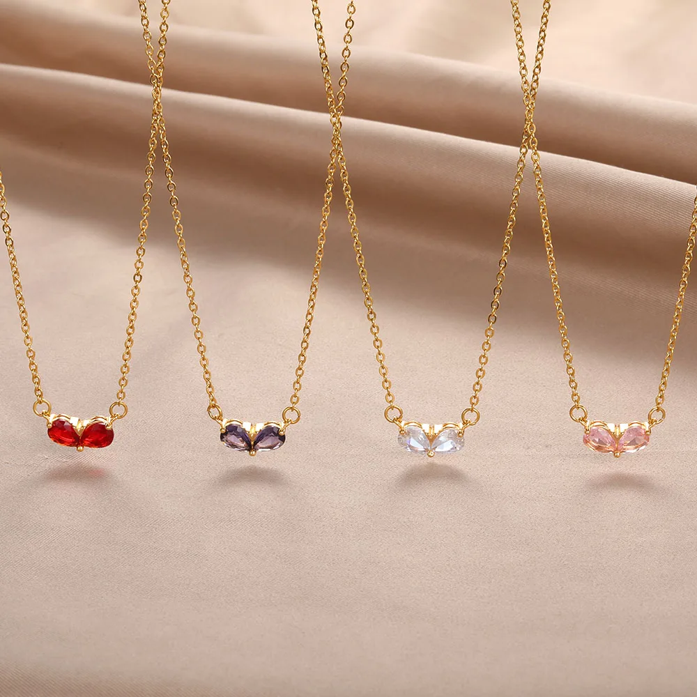 Купи Tiny Heart Necklace for Women Stainless Steel Chain Heart Pendant Necklace Gift Ethnic Bohemian Choker Necklace wholesale за 89 рублей в магазине AliExpress